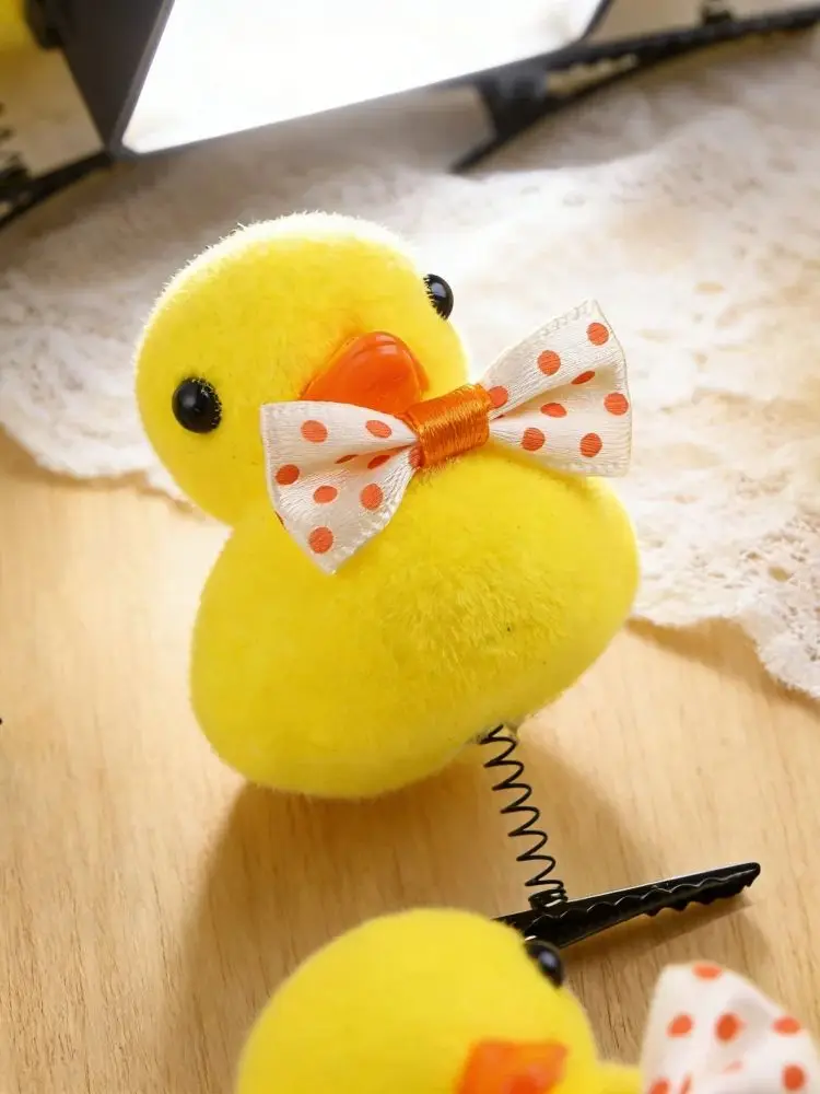 10 Stück/Set Modische Lustige Niedliche Kinder 3D Kleine Gelbe Enten Plüsch-Haarspangen Entenschnabel-Clips Haaraccessoires Gemischter Stil – Detail 7
