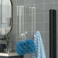Acrylic Bathroom Shower Door Hook Over Glass Door Shower Towel Rack Punch-Free Bathroom Bathrobe Hanger Transparent Towel Hooks 1