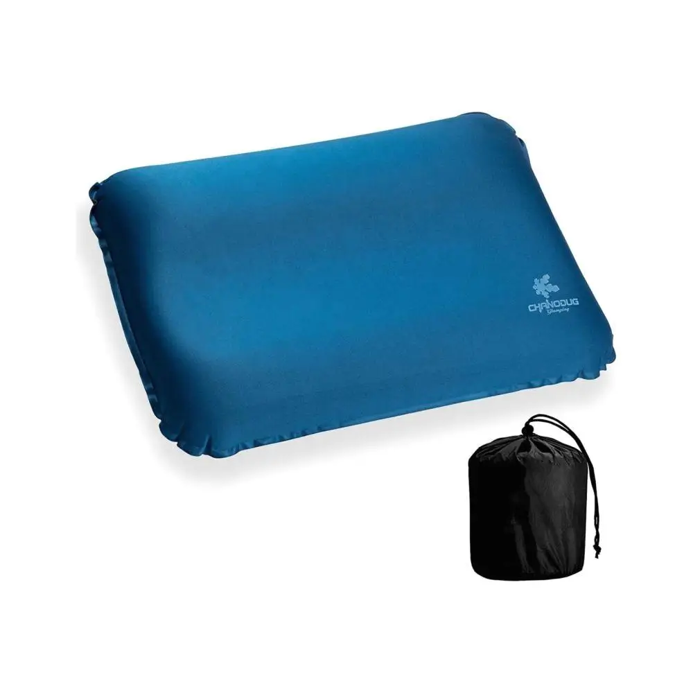 Self-Inflating Camping Pillow 4D Ergonomic Support Soft Lightweight Compact Blue Outdoor Travel Pillow