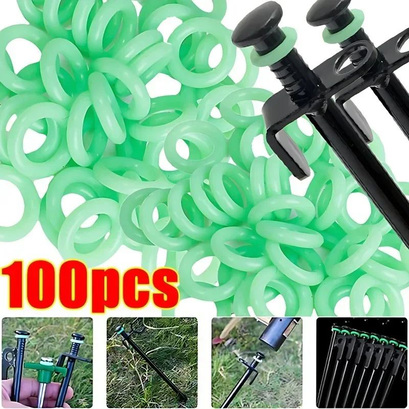 Fluorescent Silicone Tent Nail Ring 10/100PCS camping tent accessories