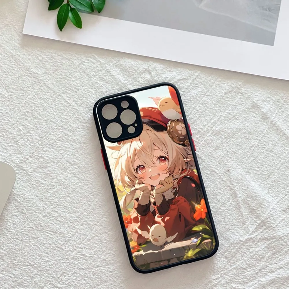Custodia Per Telefono Genshin Impact Per Iphone 13 12 15Promax 11 14 Pro Max Mini 8 7 Plus Se2020 Xs Max X Xr Cover Nera Opaca