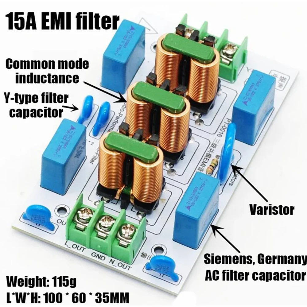 High-Performance AC EMI Power Filter with 4-Stage EMC High-Frequency Filtering for Audio Amplifiers
