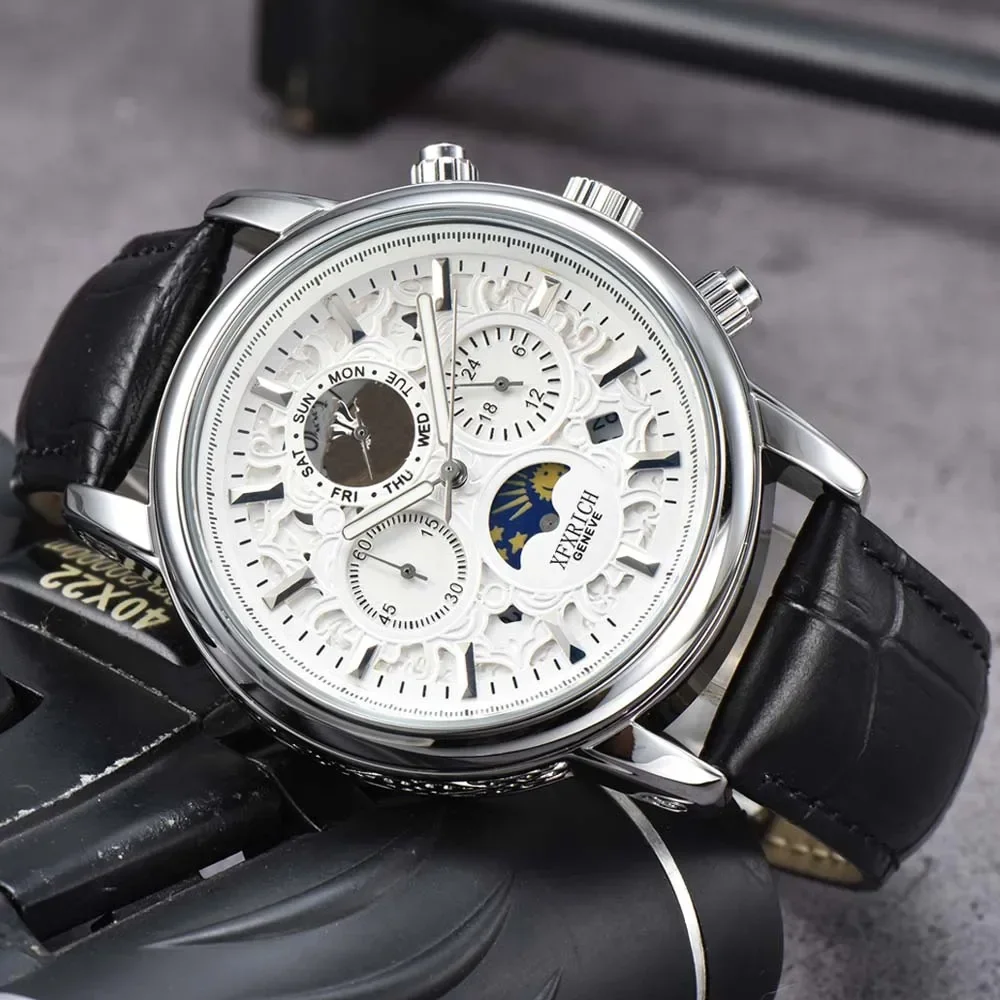 

Top New Original Brand Watches for Men Luxury Multifunction Automatic Date Watch Business Chronograph Moon Phase AAA Male Clocks