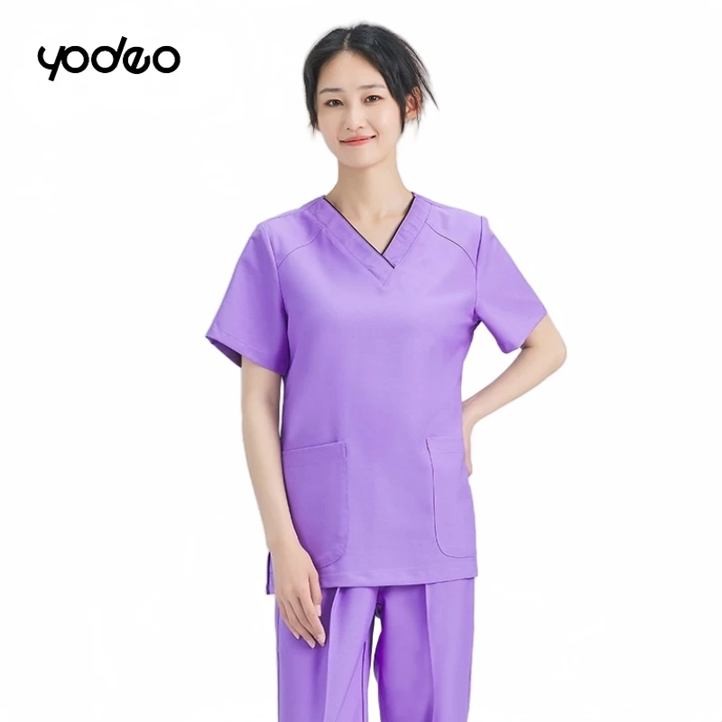 Four seasons short sleeved hand washing clothes for women pet hospital clothes elastic quick drying oral doctor work clothes