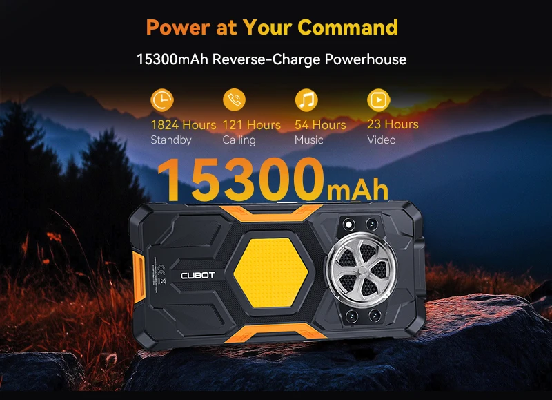 Cubot Смартфон King Kong Power 5, Android 15 6.88" 120Hz Screen, 15300mAh Battery, 16GB RAM (6+10) 128GB ROM,MTK G100 5W Speaker