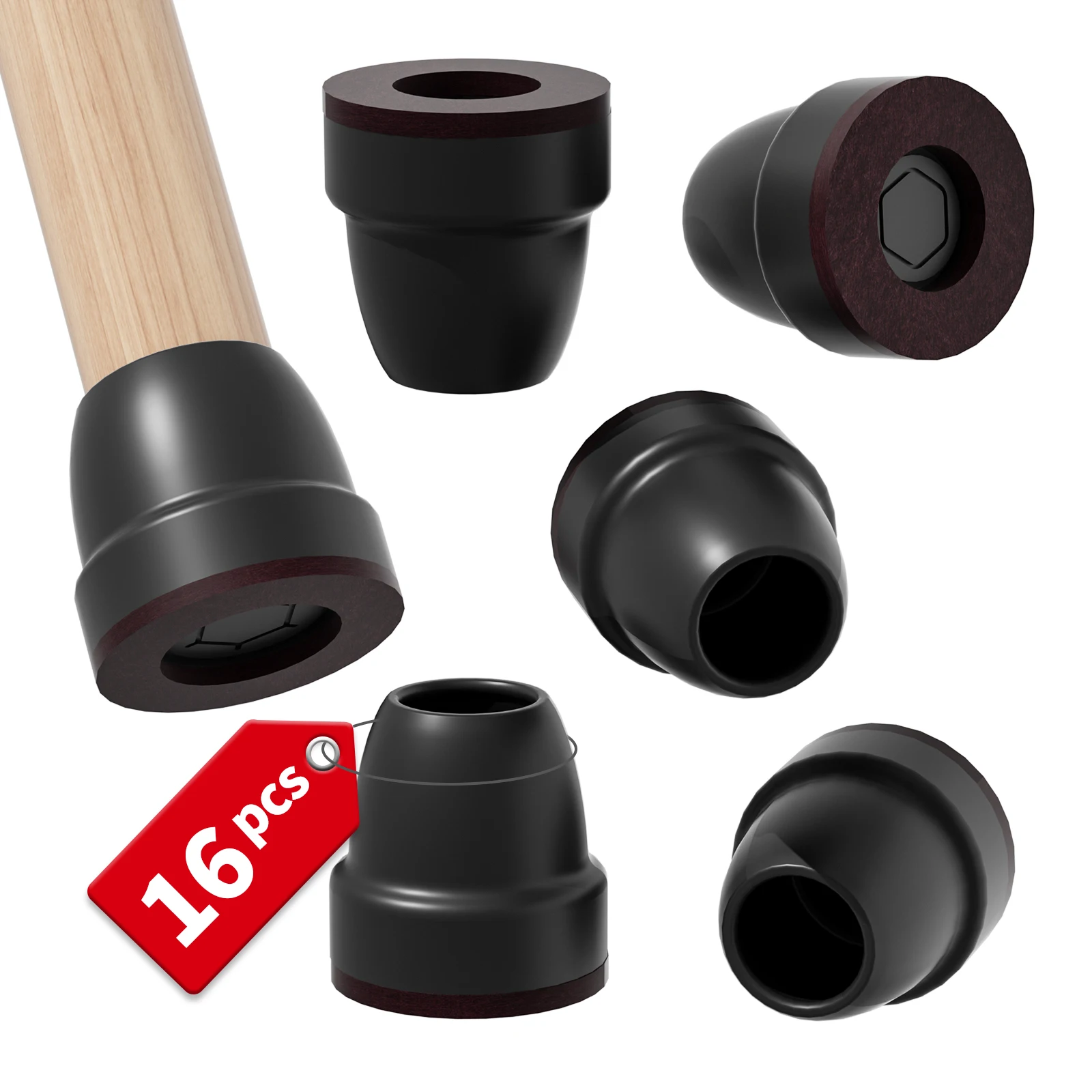 Silicone Chair Leg Caps 16PCS For Hardwood Floors Non-Slip Thicken Felt Furniture Feet Protectors Pad Reduce Noise Scratches