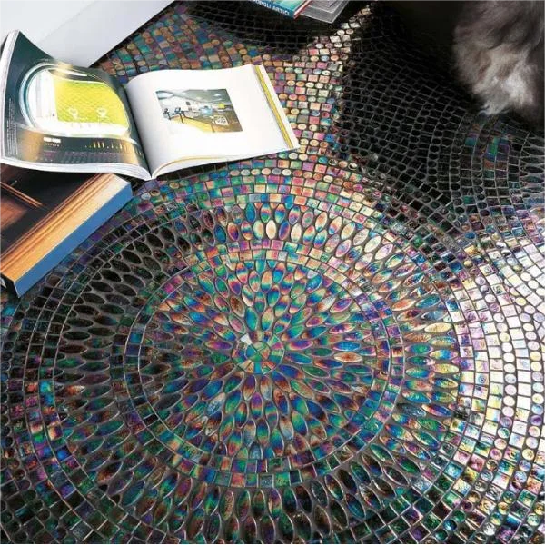 Round Shape Bathroom Floor Wall Glass Art Mosaic Tile Deco Mosaic Pattern