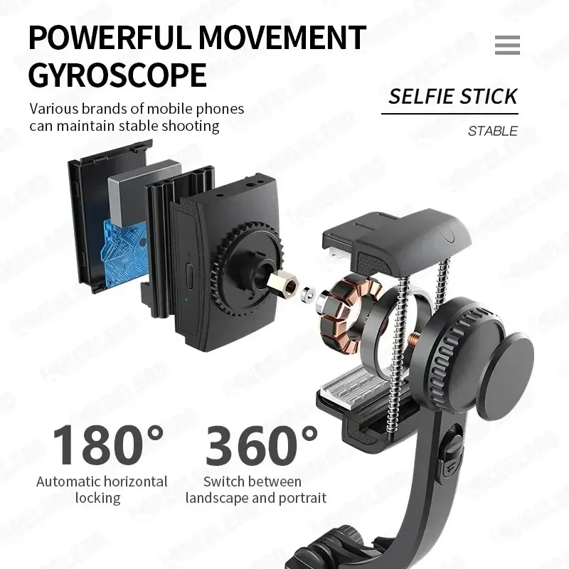 Handheld Mobile Phone Holder & Video Gimbal Stabilizer with Foldable Tripod Functionality