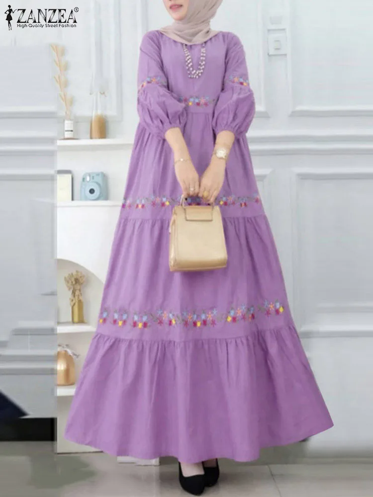 

Элегантное женское мусульманское длинное платье, абайя, повседневный кафтан ZANZEA, винтажный Макси Сарафан с длинным рукавом и принтом, халат, изящный хиджаб, платья