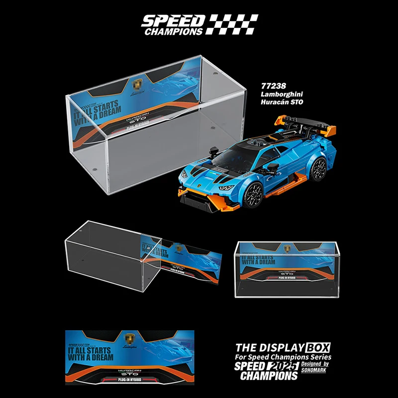 Integrated Dust-proof Acrylic Display Box for Lego Speed 2025