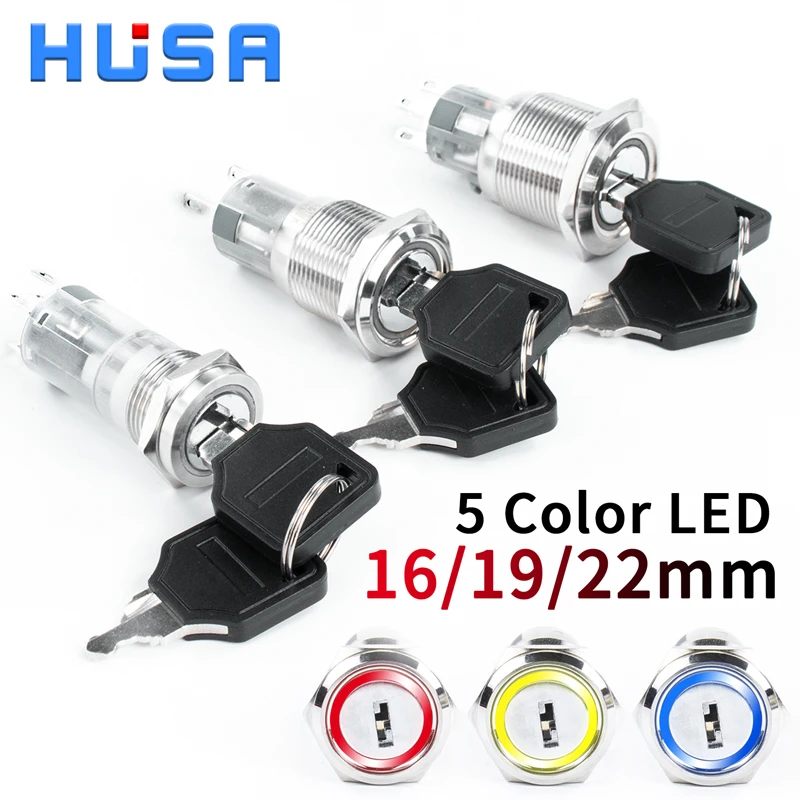 16/19/22mm with key Metal Rotary Push Button Switch 2/3 position selflocking selfreset