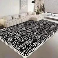 French Retro Carpet Living Room Decoration Checkerboard Rugs for Bedroom Ins Wind Plaid Bedside Floor Mat Large Area Plush Rug 1