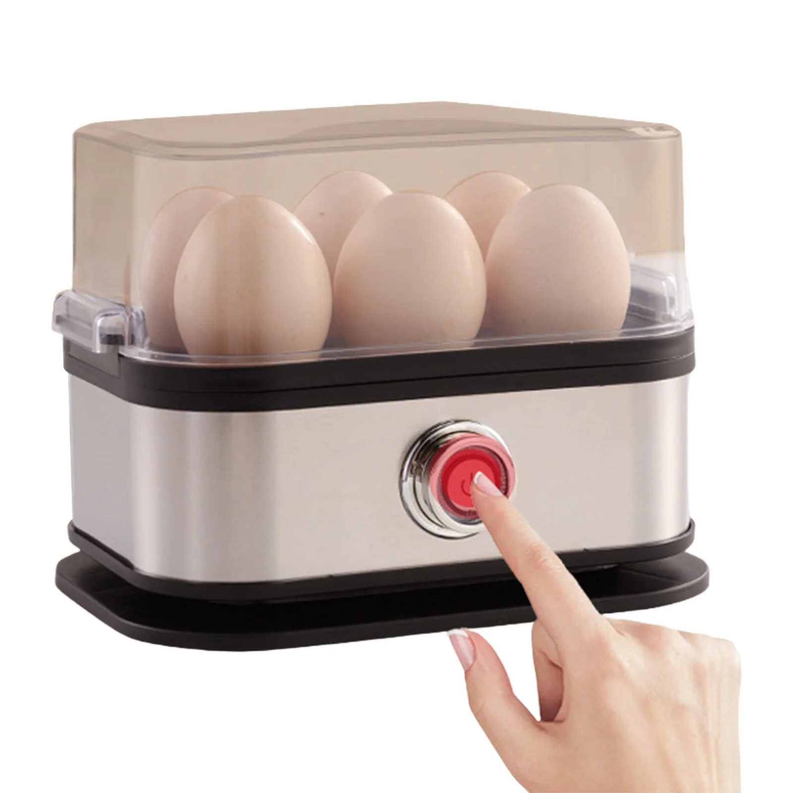 Electric Egg Cooker with Auto Shut-Off Vegetable Steamer 6-Egg Capacity Food Steamer for Home Kitchen