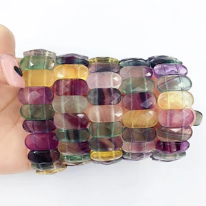 Natural Rainbow Fluorite Bangle, Relieve Stress Healing Crystal Jewelry for Women Men, Protection Balance Energy Stone Bracelet