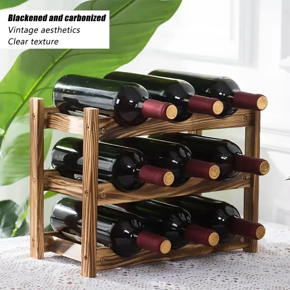 Red Wine Rack Bamboo Adjustable Shelf Space Saving Modern Home Bar Kitchen Display Organizer Bottle Holder Natural Eco-Friendly