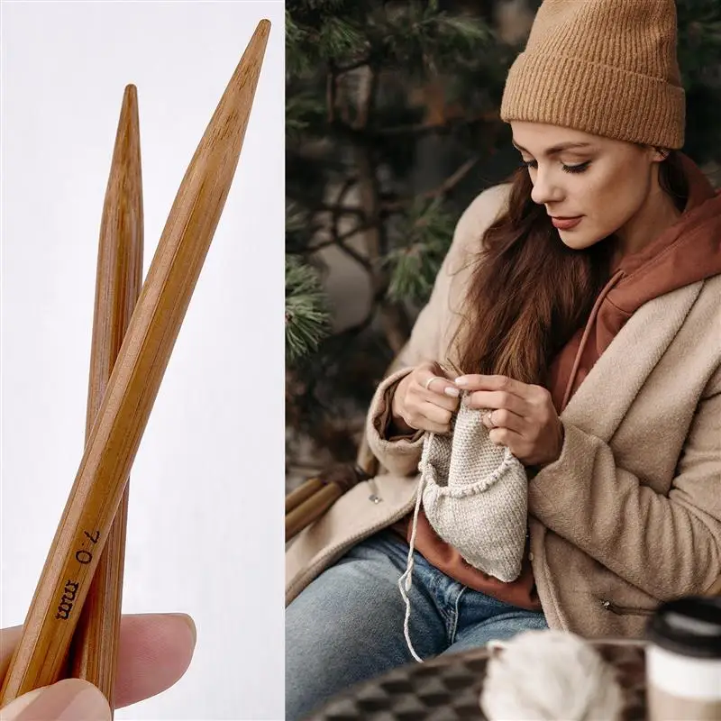 3.0-10mm Natural Bamboo Circular Knitting Needles Stainless Steel Tube Hoop Knitting Needles DIY Hand Sewing Tools Supplies knitting needles knitting supplies knitting craft supplies