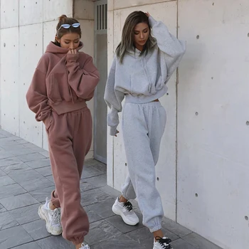2024 Autumn Winter Women's New Long Sleeved Hat Casual Sweater Coat Women's Sports Set 1