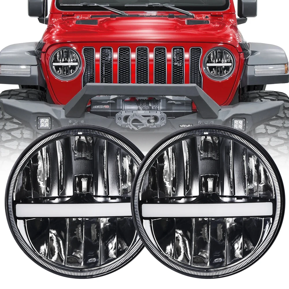 

Высокая мощность 8000 лм для Hummer H3 7-дюймовые светодиодные фары для jeep compass 2017 7-дюймовая светодиодная фара