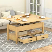 Lift Top Coffee Table,3-in-1Multifunctional Coffee Table with Drawers&Hidden Compartments,Coffee Table Converts to Dining Table 1