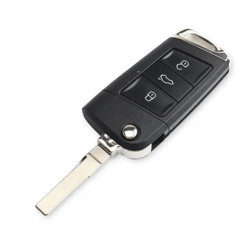 Chiave telecomando per Volkswagen VW Golf 7 Jetta Passat Beetle Polo Bora - KEYYOU 3 pulsanti pieghevole Flip Remote Key Shell Cover con lama per Volkswagen VW Golf