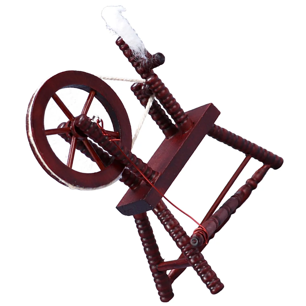 

Mini Old Spinning Wheel Miniature Decor Model Home Pocket Furniture House Simulation Adornment Wood DIY Accessories
