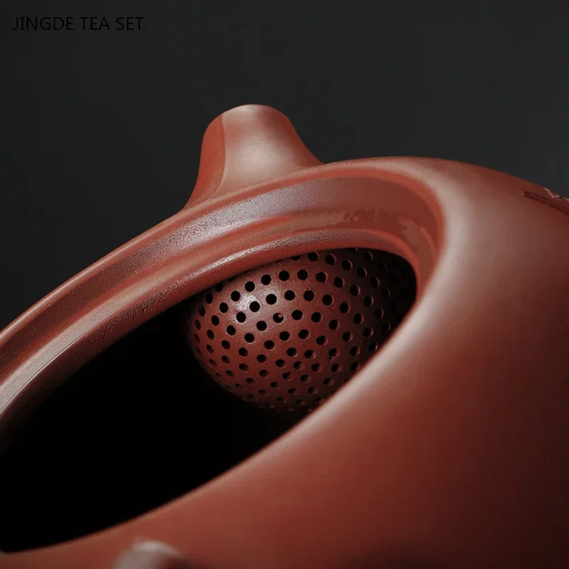 1PCS Yixing Handmade Purple Clay Teapot Original Ore Old Vermilion Clay Zisha Tea Pot Teacup Fair Cup Lid Bowl