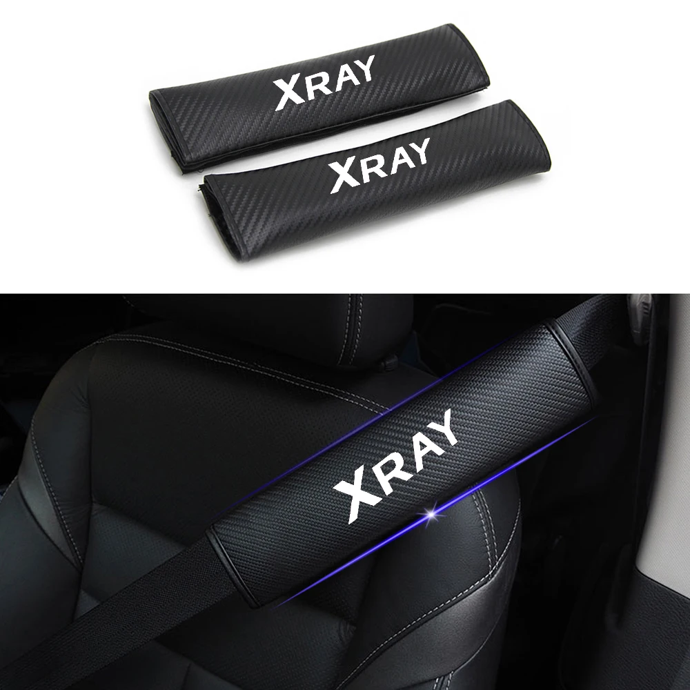 

For LADA XRAY Car Safety Seat Belt Harness Shoulder Adjuster Pad Cover Carbon Fiber Protection Cover Car Styling 2pc