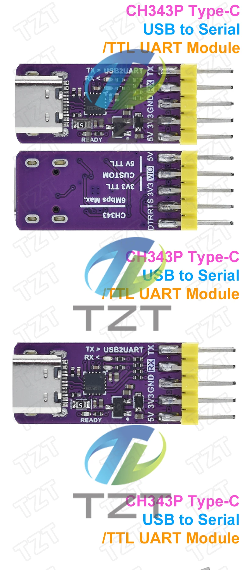 Ch343p USB zu seriellem Port Modul 6 MBit/s 5V 3,3 V ttl uart ch343 Debugging Brennen und Herunter laden Typ C Switch statt ch340 – Detail 4