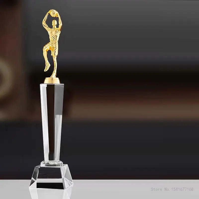 Creative Crystal Football Trophy, Creative Custom Lettering, Sports Games Competition, Award, Home Decoration, Metal Trophy, 1Pc