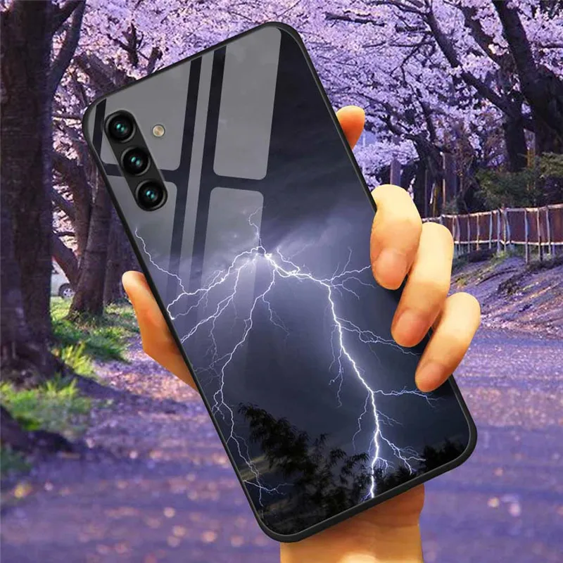 Tempered Glass Hard Cover Case for Samsung Galaxy - Space Design
