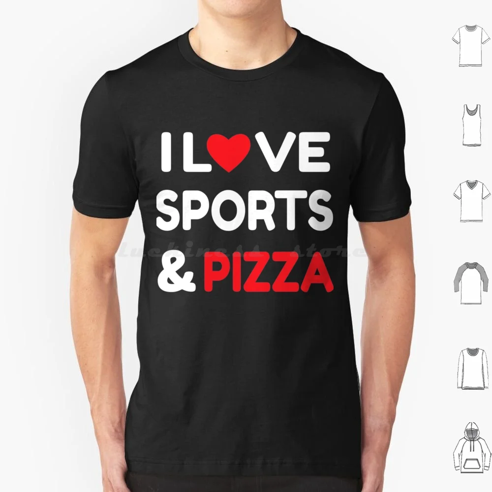 

Классическая футболка из хлопка с принтом «I Love Sports & Amp; Пицца» для мужчин и женщин
