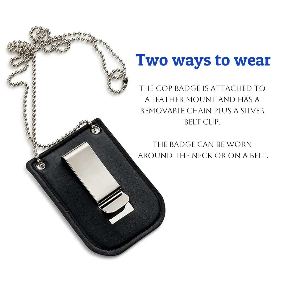 Police Badges for Kids &ndash; Pretend Play Costume Gear Detective FBI Agent Swat Cop Toy Accessories, Chain&Black Belt Clip Holder