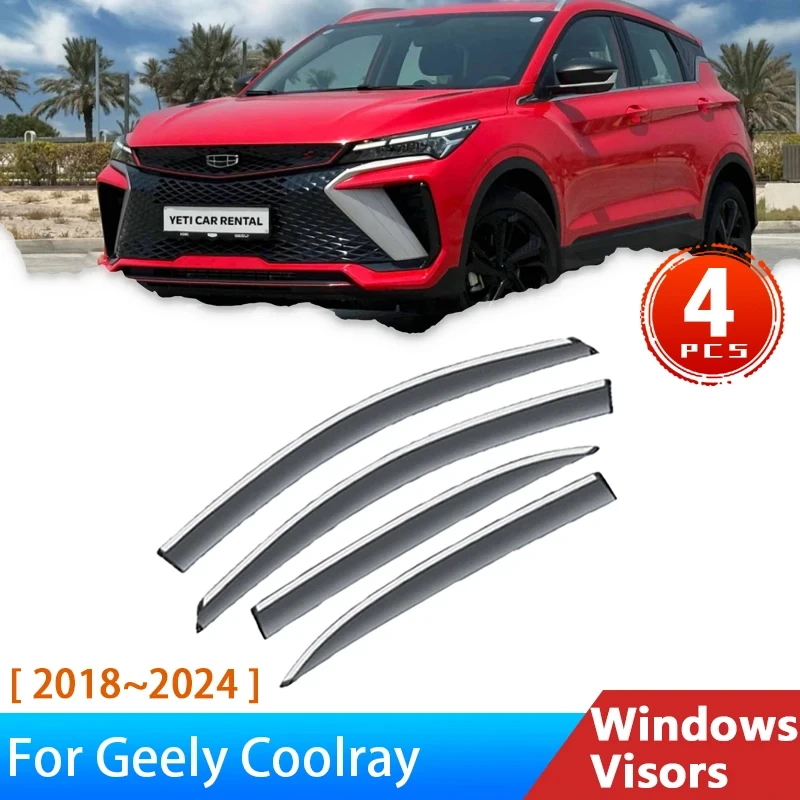 for Geely Coolray ~ SX11 Binyue Accessories Deflectors Car Windowa Visors Wind Shield Rain Eyebrow Guards Wind Sun Visor