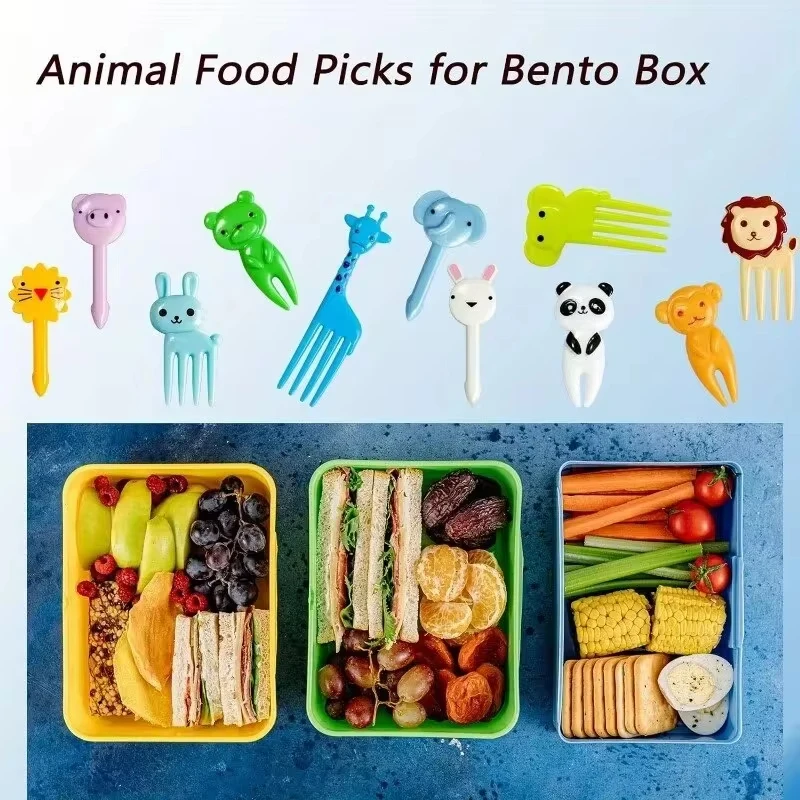 Food Toothpicks 30Pcs Animal Food Selection Reusable Cute and Fun Cartoon Animal Fruit Food Toothpicks Fruit Salad Forks Bento Box Accessorie