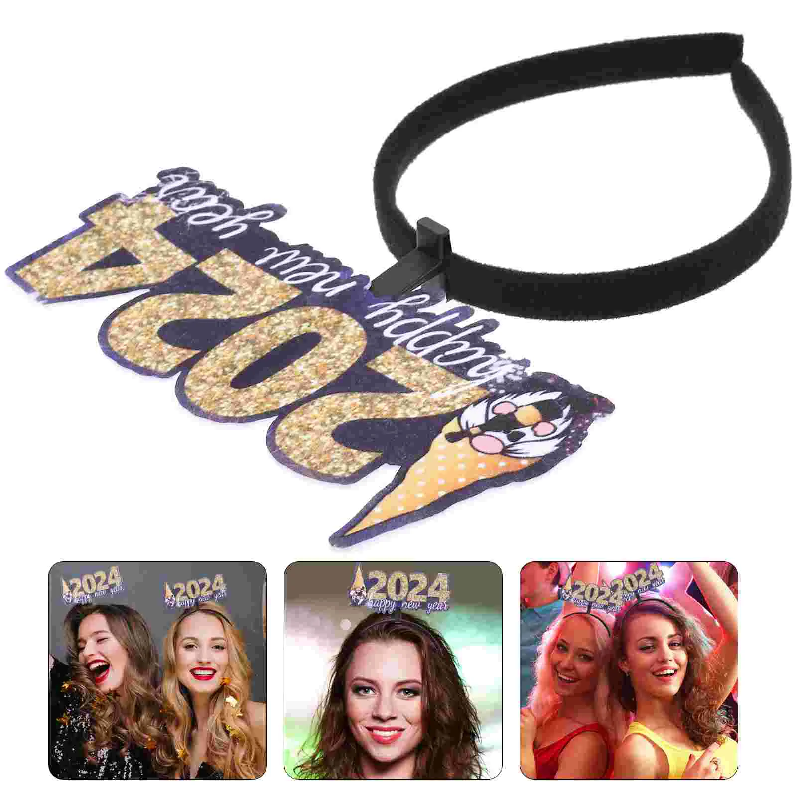 

New Year Party Headband Delicate 2024 Countdown Hair Clasp Gnome Headband