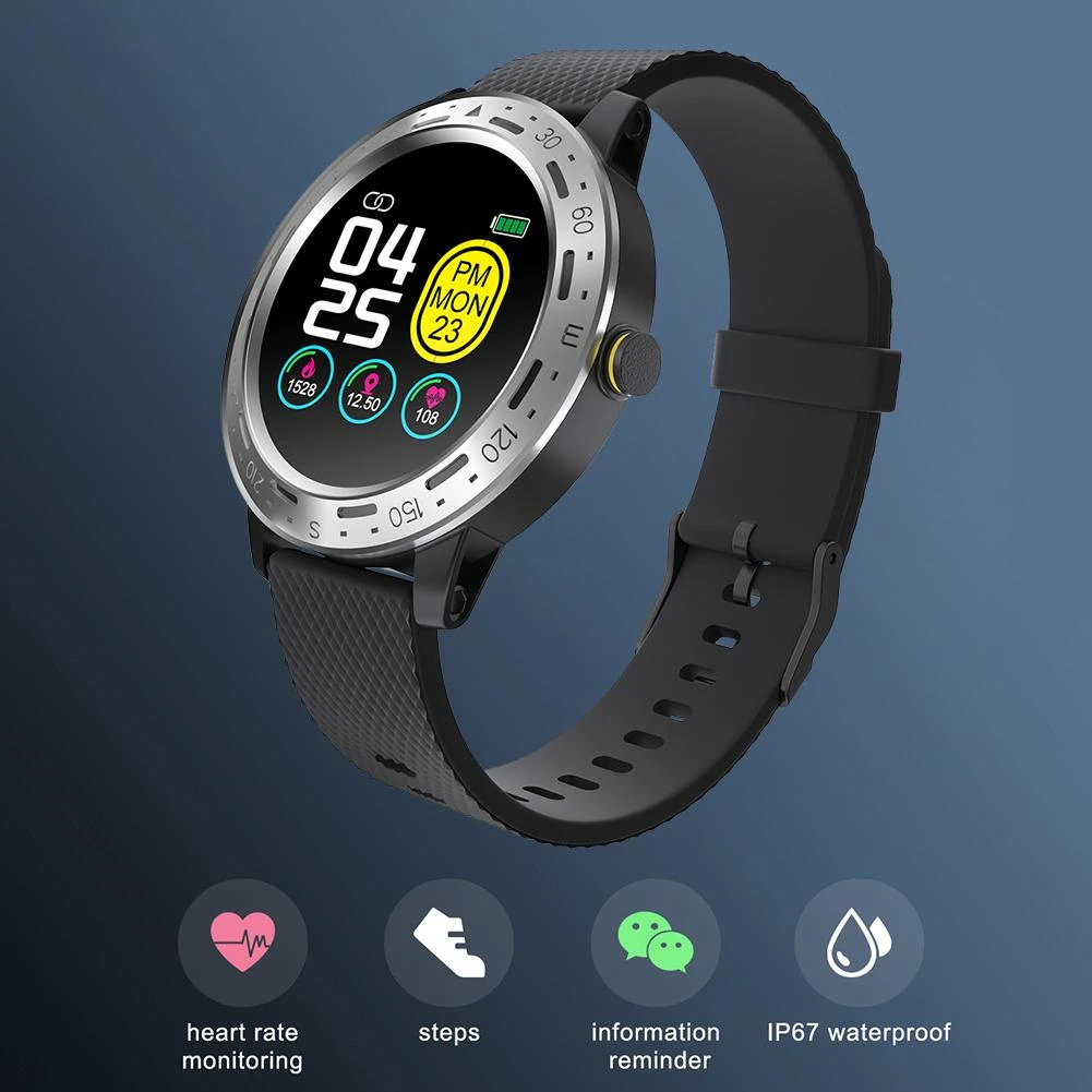 S18 Smart Watch Heart Rate Monitor Blood Pressure Measurement Fitness Tracker Exercise Time Badminton Basketball Step