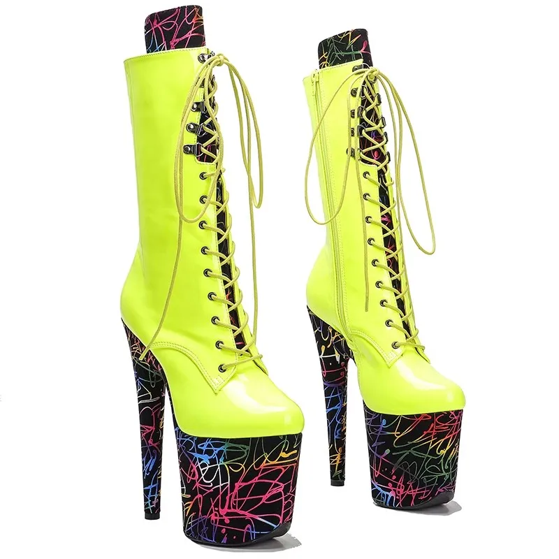 

LAIJIANJINXIA New Fashion PU Upper 20CM/8inches Pole Dancing Shoes High Heel Platform Women's Modern Boots 305