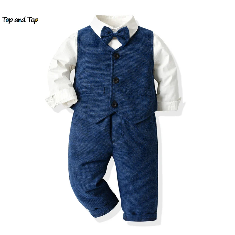 Kids Clothes Fashion Toddler Kids Boy Gentleman Clothing Sets Long Sleeve Formal Suits Casual Clothes 3Pcs Outfits