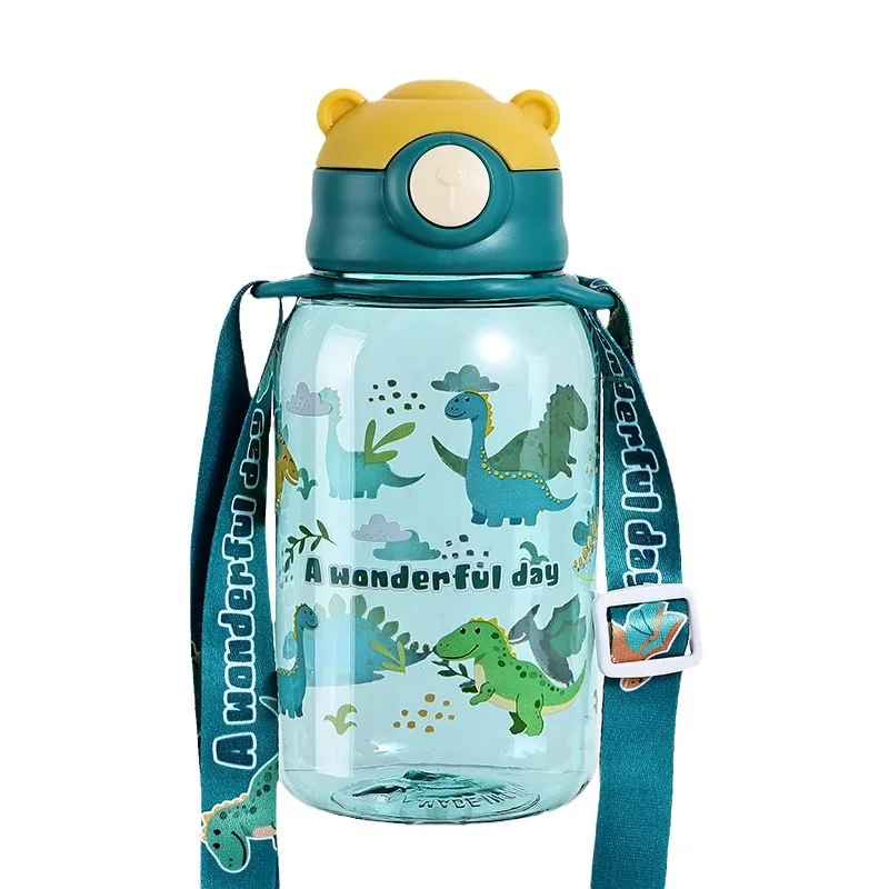 Kids Cartoon Pattern Backpack Sip Bottle - Summer Portable Reusable Plastic Straw Cup for School Kids - Student Drink Bottle