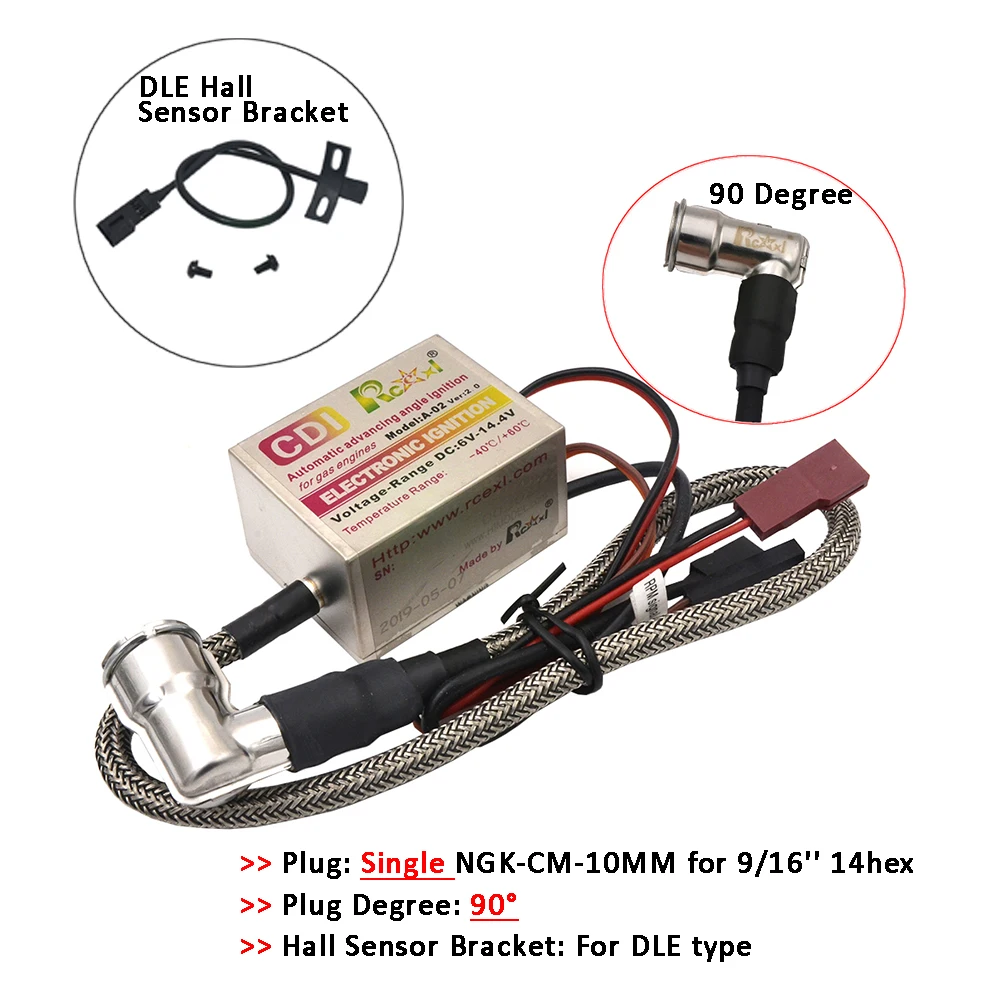 Rcexl Singola E Doppia Accensione Cdi Cm6-10Mm 90/ 120 Gradi/Candela Diritta Speciale Per Motore A Benzina Dle Gas