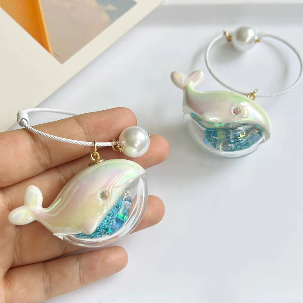 Porte-clés Dauphin En Résine - Pendentif Animal Marin Blanc, Environ 4x3.8 Cm, Pour Clés Ou Sac