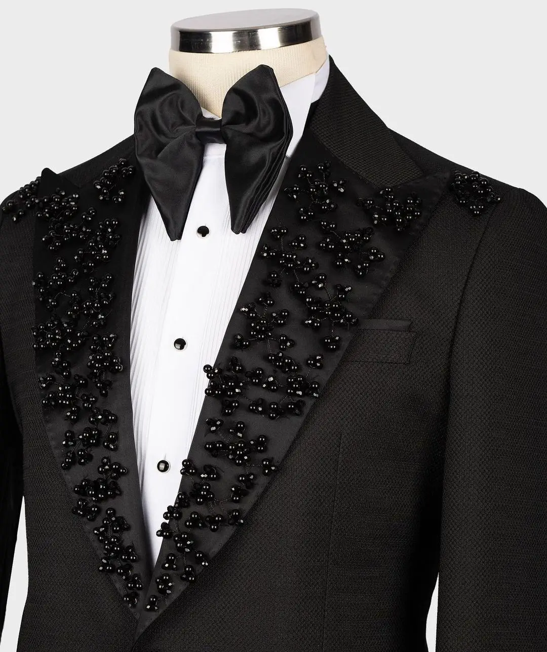 Party Beads Blazer Vest Men Suits Tuxedo Appliques One Button Peaked Lapel Formal Diamonds Beads Wedding Host Plus Size Tailored 2