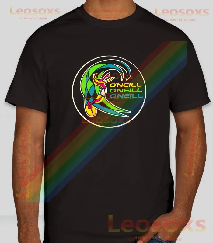 

[TEW] S-6XL Summer men's pure cotton printed oneill Leosoxs T-shirt loose black versatile women's short sleeves