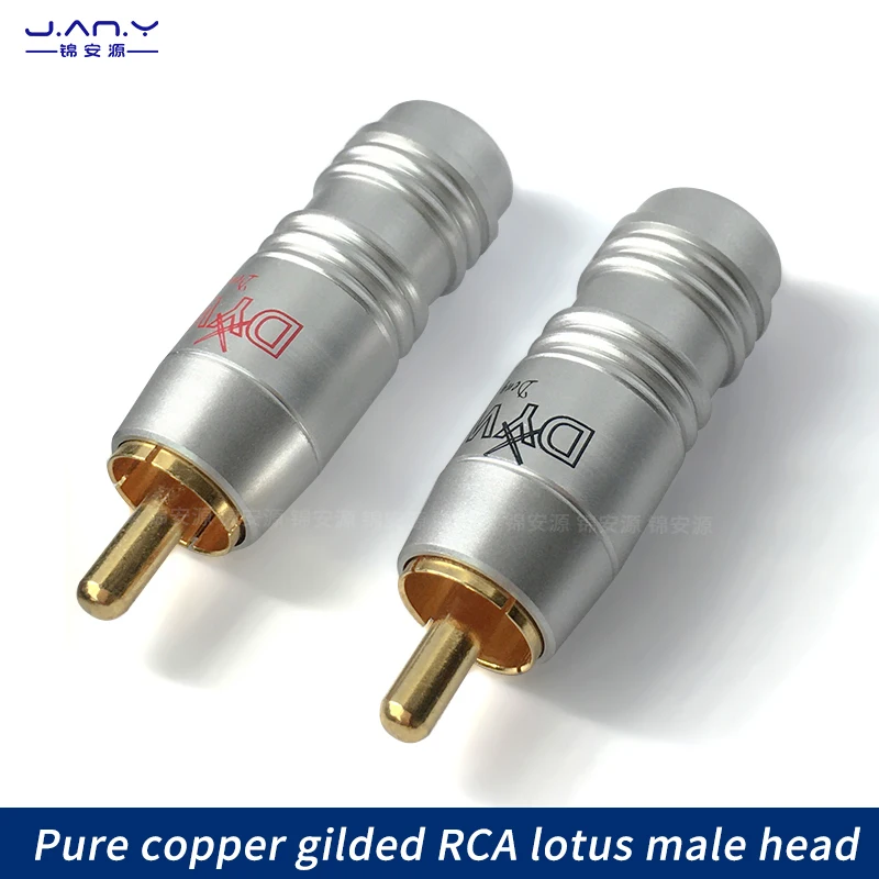 

Copper Gold Plated RCA Lotus male head audio and video cable connected to AV plum plug coaxial signal DIY welding terminals