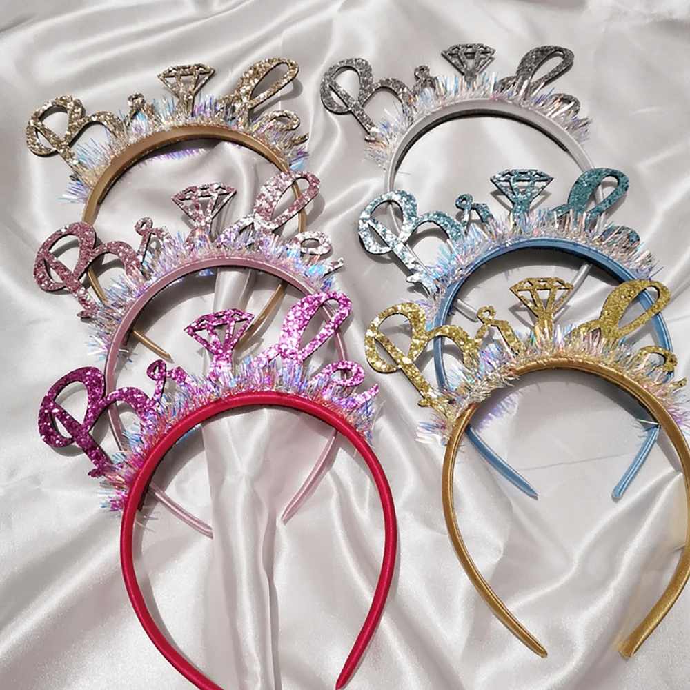 Juego de 3 bandas y diadema para novia, velo hasta el hombro, suministros  de despedida de soltera, accesorios de decoración de despedida de soltera