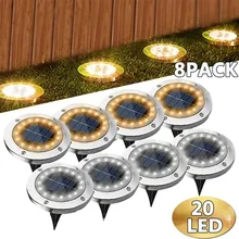 태양광 디스크 조명, 8/20LED, 야외 정원, 태양광 지하 조명, 데크 조명, 스포트라이트, 매장 태양광 Led 램프, 정원 장식