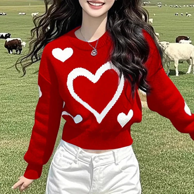 Description Picture 3 of itemLove Color Collision Knitted Sweater For Women 2025 New Fashion Spring Autumn Korean Casual Bottoming Shirt Knitwear Pullover