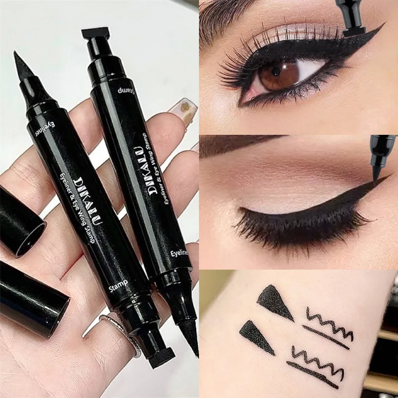 2 In1 Stamp Double-ended Fast Dry Eyeliner Waterproof Lasting Triangle Non-smudge Liquid EyeLiner Pencil Makeup korean cosmetics liquid eyeliner eyeliner pencil