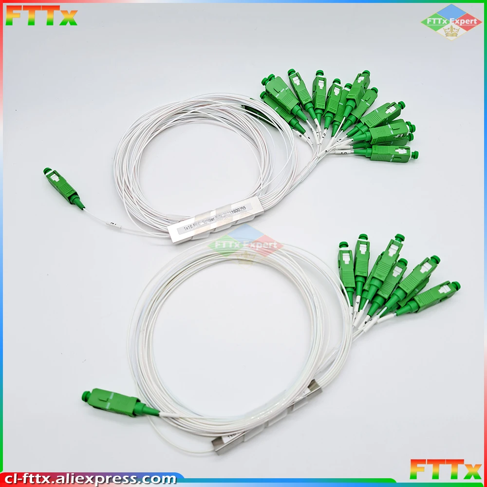 Free shipping 5pcs/lot 1X16 PLC Fiber Optic Splitter 1*16 SC APC SM Fiber Optic Splitter Unequal 0.9mm PVC G657A1 1m FTTH