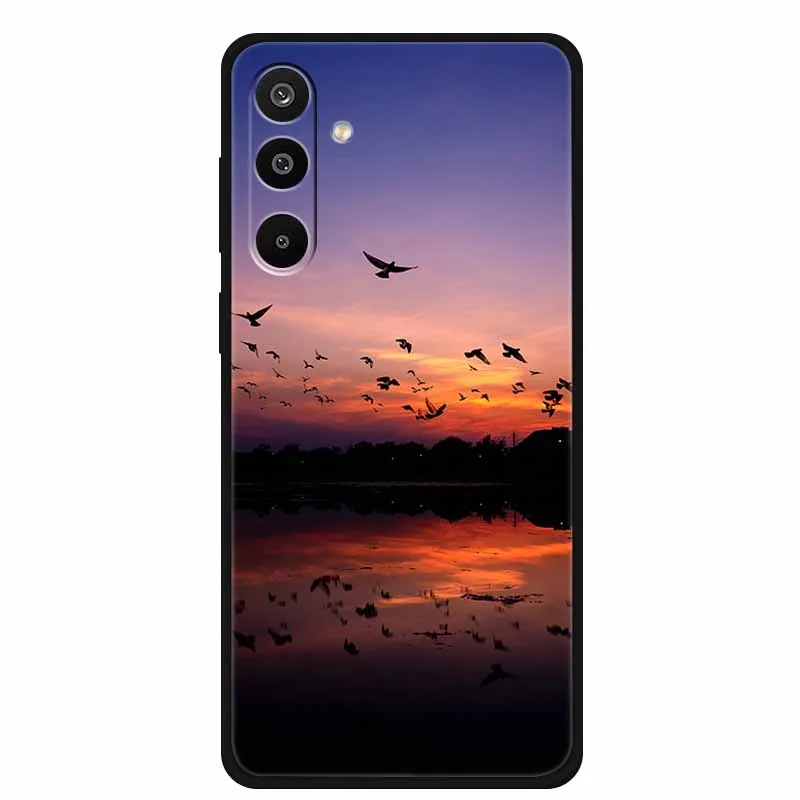 Floral Printed Silicone Phone Case - Black TPU Cover